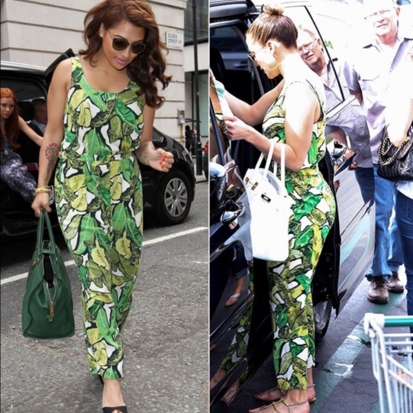 apricot banana leaf jumpsuit